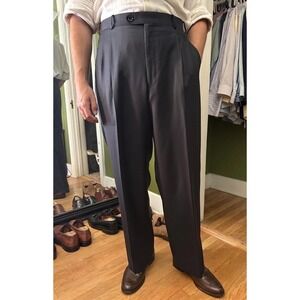 Pronto Mondo Pleated Wool Dress Pants 36x30 Navy Wide Leg Trousers